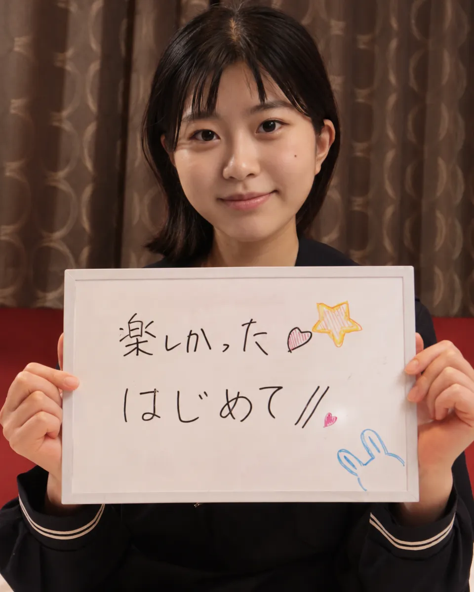 実際に撮影したモデルさんのコメント写真：楽しかった はじめて！！